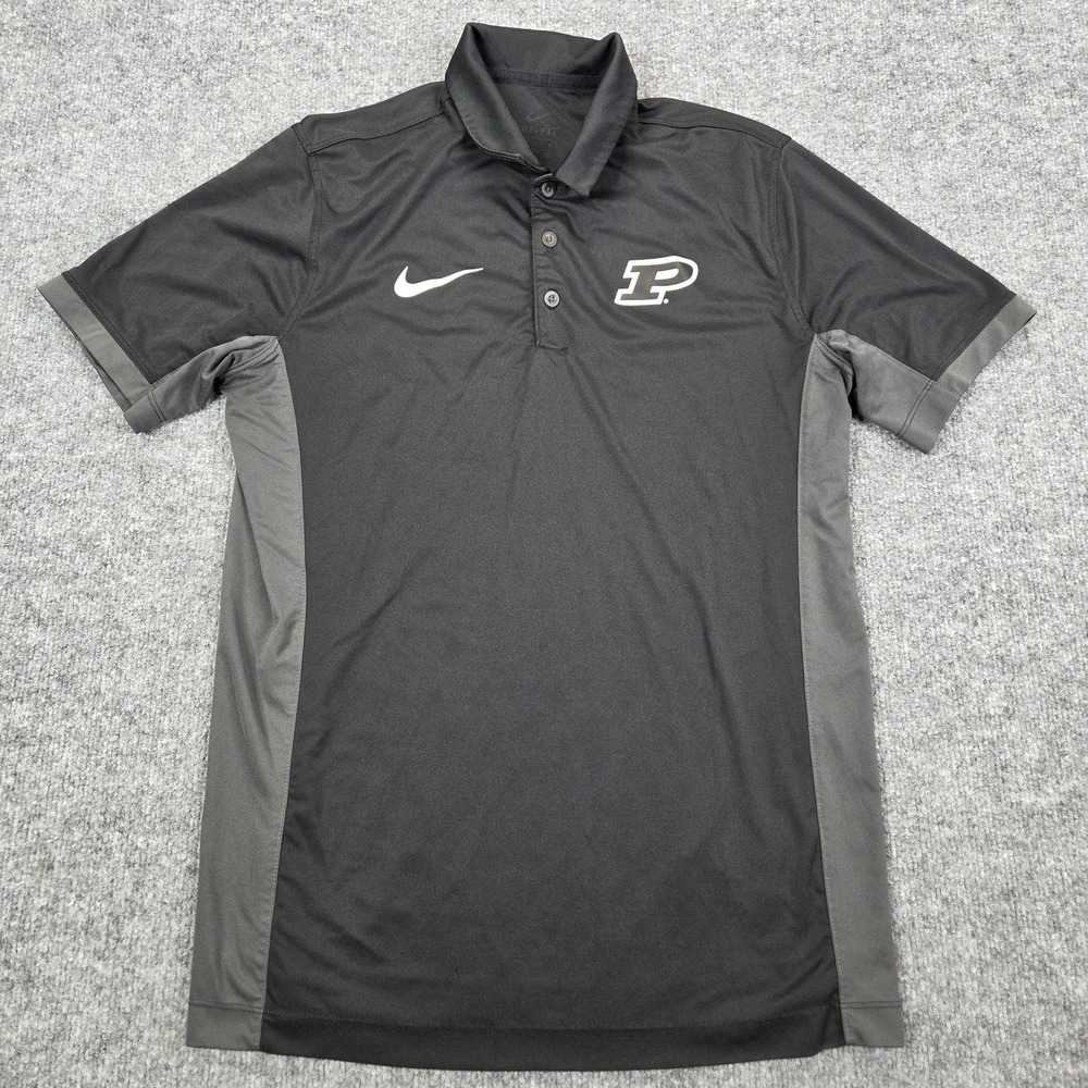 Purdue Boilermakers Shirt Polo Mens Medium Black NCAA Football Nike Dri Fit